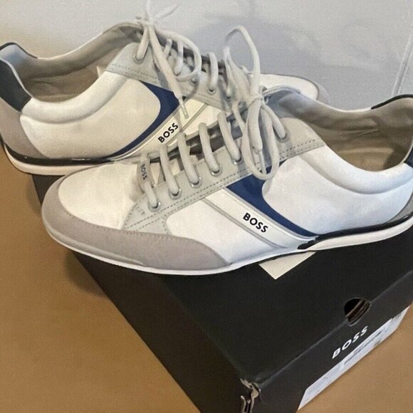Hugo Boss Low Top Men's Saturn Profile Size 12 White Blue Sneaker - Picture 1 of 5
